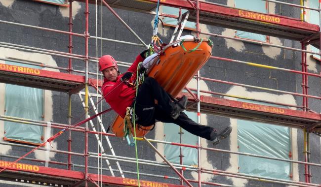 Gembloux : exercice de sauvetage périlleux sur le chantier Green Station